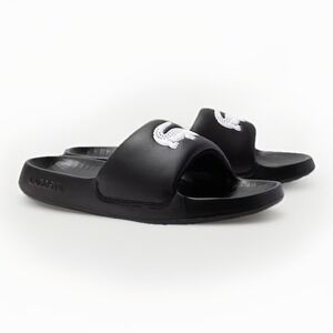Lacoste Sandalia Serve Slide 1.0 Para Mujer Women Size 6 Black Synthetic Slip On